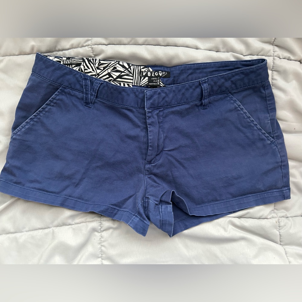 Blue Shorts with Patterned Lining